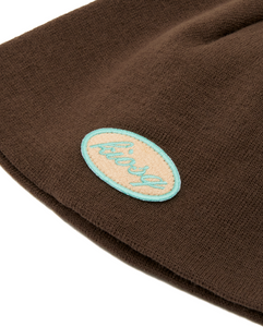 »script« skull beanie - brown